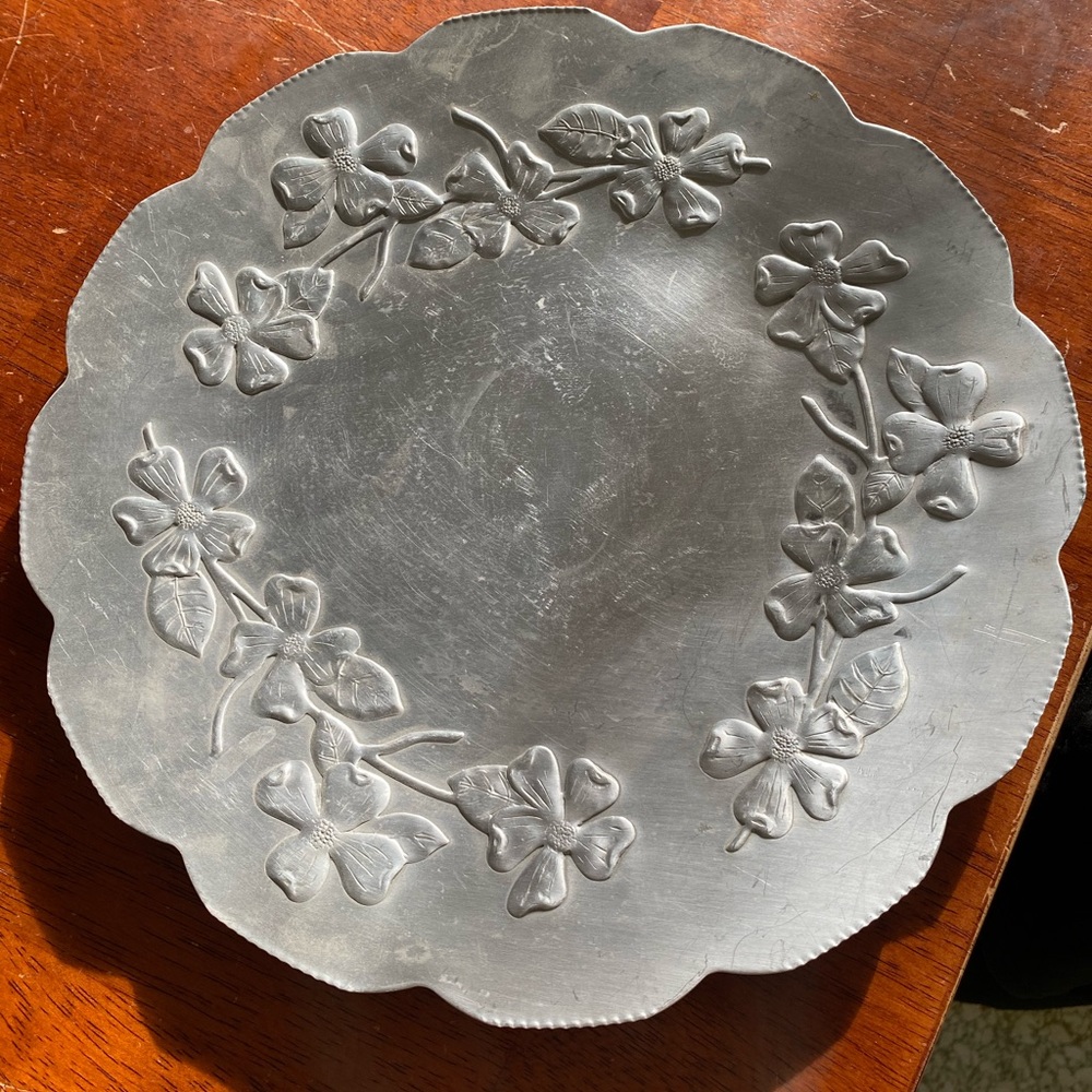 Vintage Tray w embossed flowers